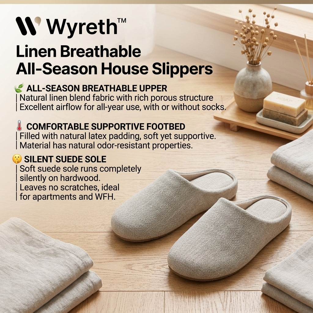 Wyreth™ Linen Breathable All-Season House Slippers