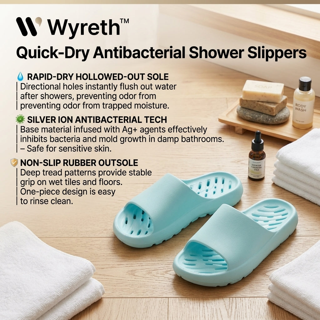 Wyreth™ Quick-Dry Antibacterial Shower Slippers