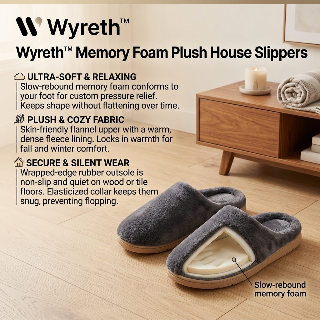 Wyreth™ Memory Foam Plush House Slippers